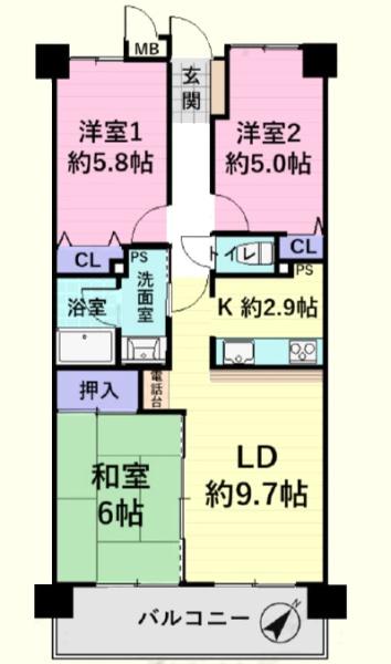 �Ԏ��} �쓌�����E�z������̗ǂ�3LDK